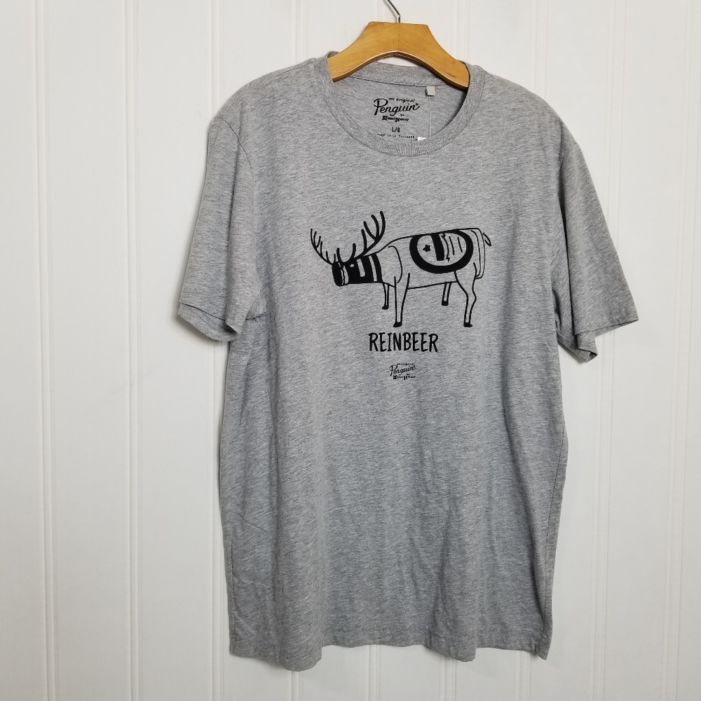 NWT Original Penguin Reinbeer T Shirt XL Christmas Reindeer Novelty Graphic Gray - Picture 2 of 11